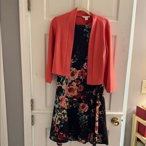 Coldwater Creek Coral Jacket with Floral Pattern Dress
